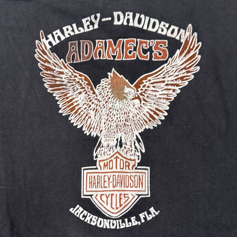 Vintage Harley Davidson Single Stitch TShirt Adamecs Hanes Mens L Black Dealers